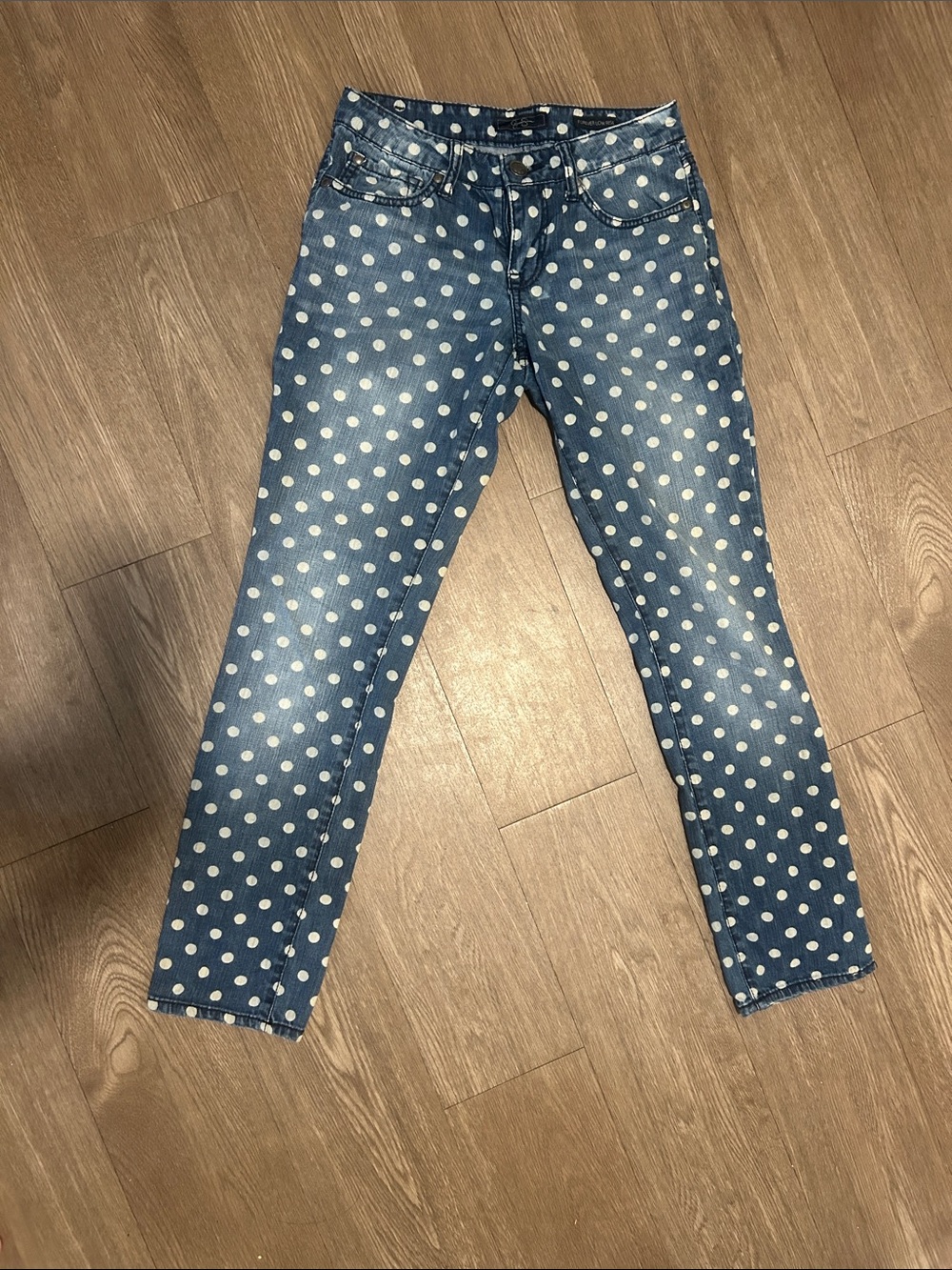 Joe's Jeans Blue Skinny Jeans with White Polka Dots